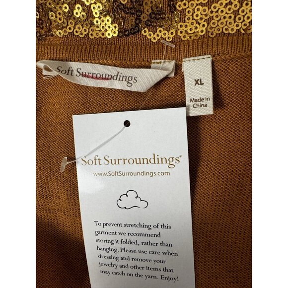 &Soft surroundings nwt xl lightweight cowl neck sequin Gold sweater knit Glam - Picture 3 of 6